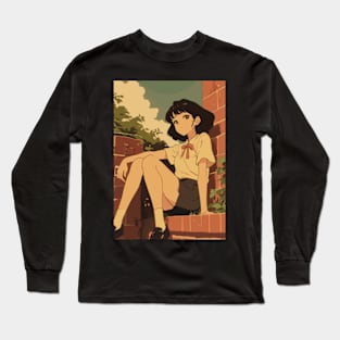 Retro 90s Anime Girl Long Sleeve T-Shirt